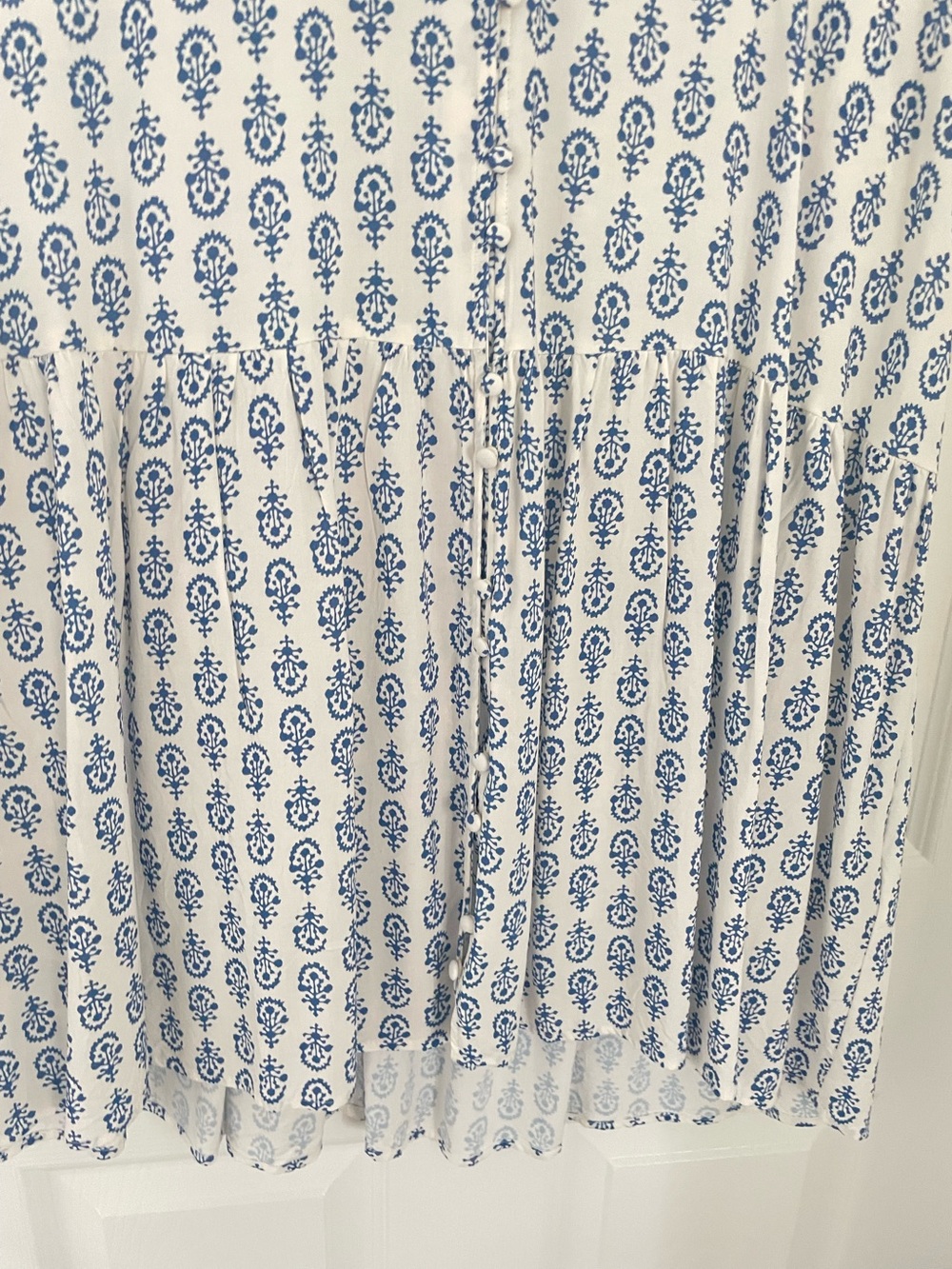 H&M White Dress with Paisley Viscose Blue Print Dress size medium - Picture 9 of 10